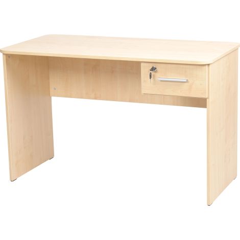 Birou catedra 120x60x76 cm, colturi rotunjite, 1 sertar lateral cu incuietoare, culoare artar - imagine 5